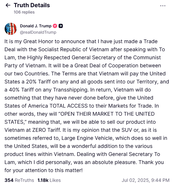 转运货物40%关税！美越协议对中国企业影响多大？