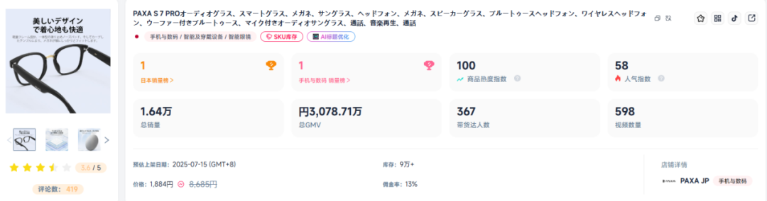 拿下82.6亿美元市场，日本人疯抢！这款蓝牙眼镜火了|爆品洞察