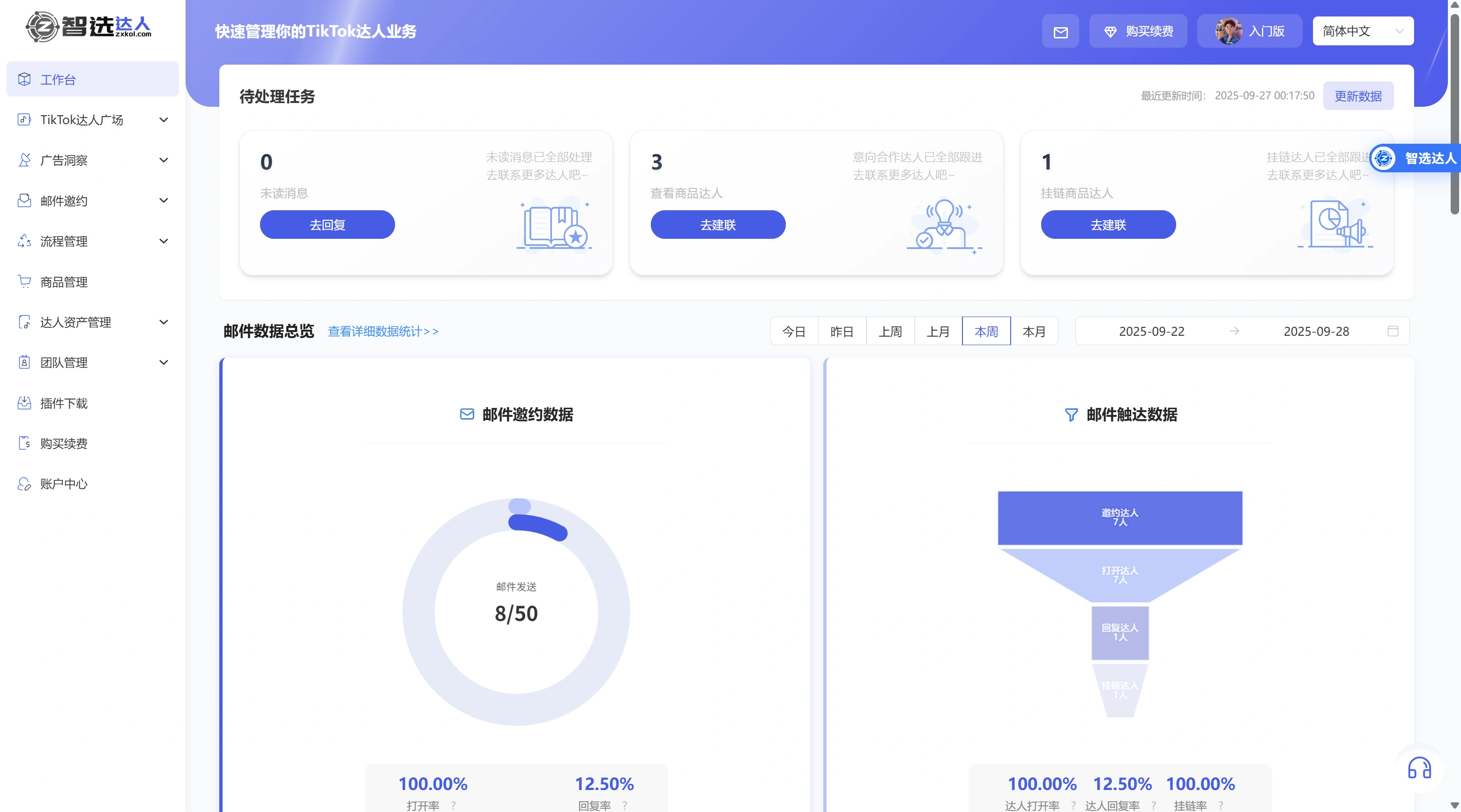 智选达人产品使用手册-专业的TikTok带货达人建联平台