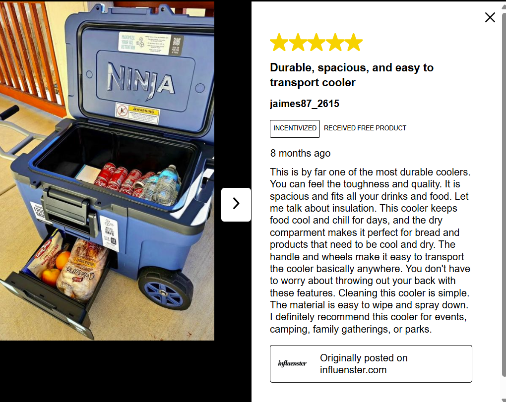 九阳旗下Ninja冷藏箱TikTok美区爆卖：月销2.5万件，创新无融水技术切入高端户外市场